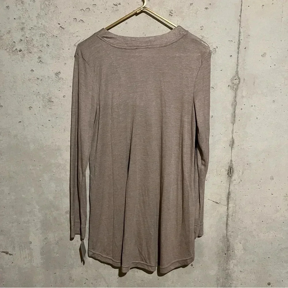 NWT Natori Speckled Interlock Long Sleeve Top Tan Brown SIZE Medium M - Picture 6 of 8